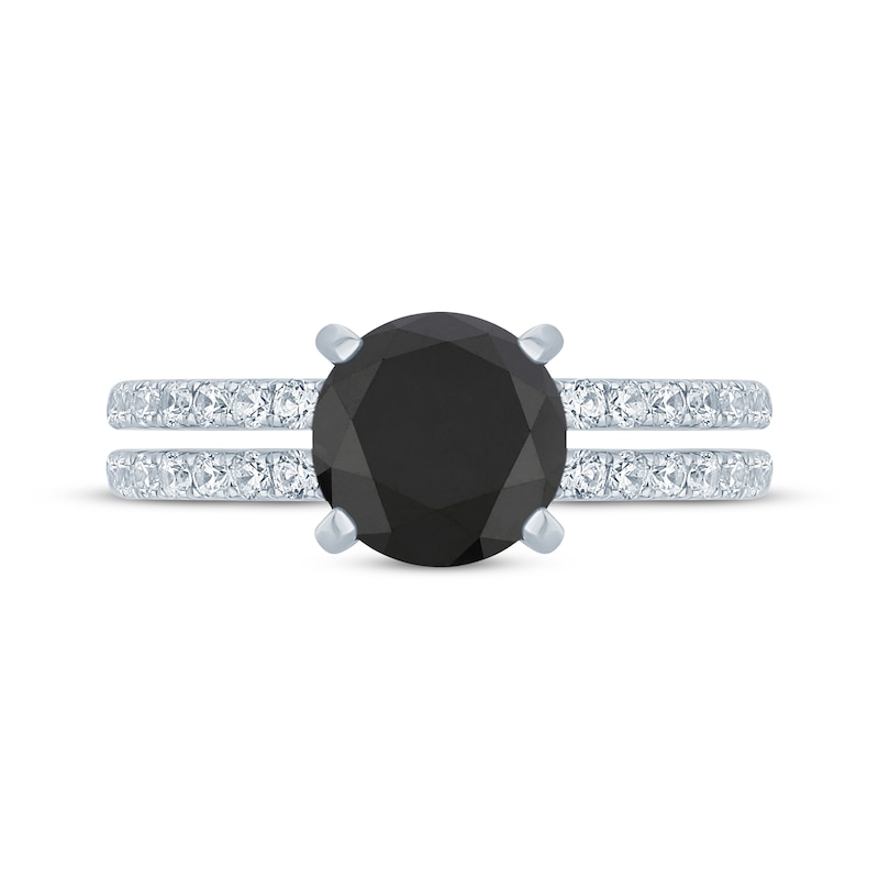 Main Image 3 of Round-Cut Black & White Diamond Engagement Ring 2-3/8 ct tw 14K White Gold