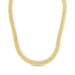 Woven Chain Necklace Hollow 14K Yellow Gold 18"
