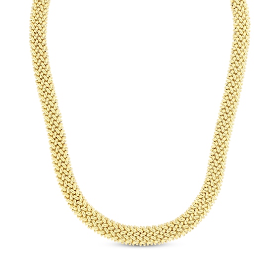 Woven Hollow Chain Necklace 14K Yellow Gold 18"