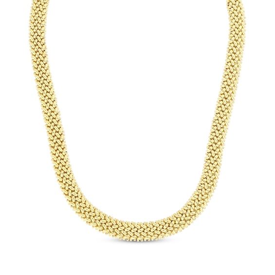 Woven Chain Necklace Hollow 14K Yellow Gold 18"