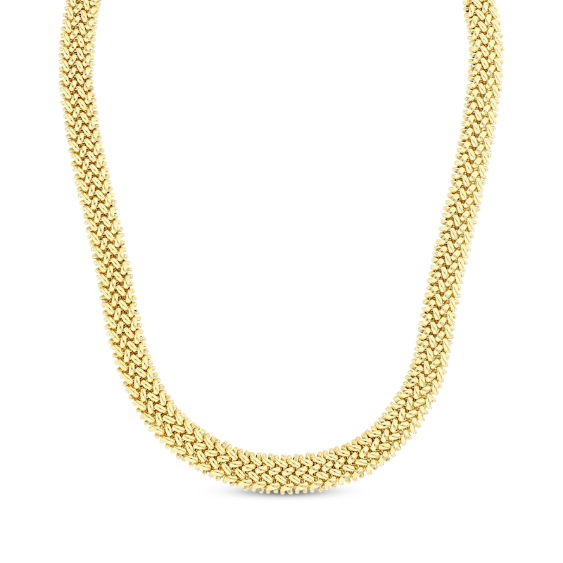 Main Image 1 of Woven Chain Necklace Hollow 14K Yellow Gold 18&quot;