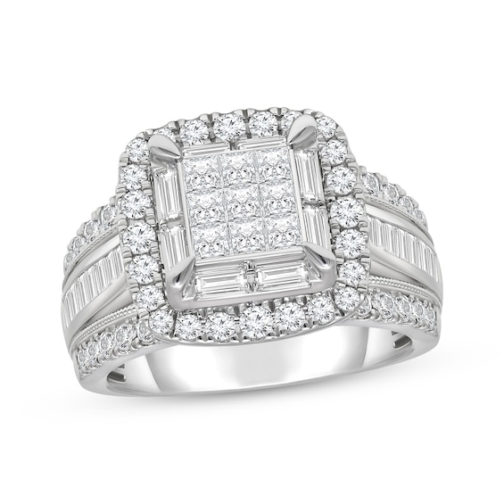 Now + Forever Princess-Cut Multi-Diamond Center Engagement Ring 2 ct tw 14K White Gold