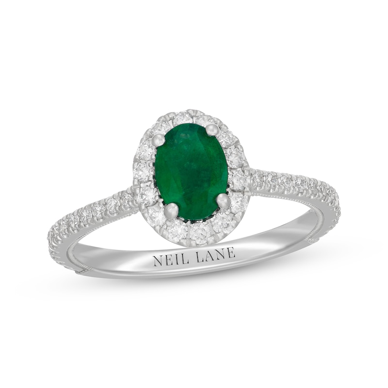 14k White Gold Oval Genuine Emerald And Diamond Halo Ring 14k White Gold Oval Genuine Emerald And Diamond Halo Ring