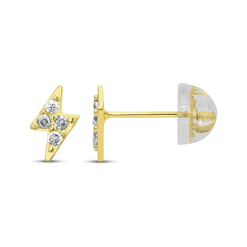 Main Image 1 of Children's Cubic Zirconia Lightning Bolt Stud Earrings 14K Yellow Gold