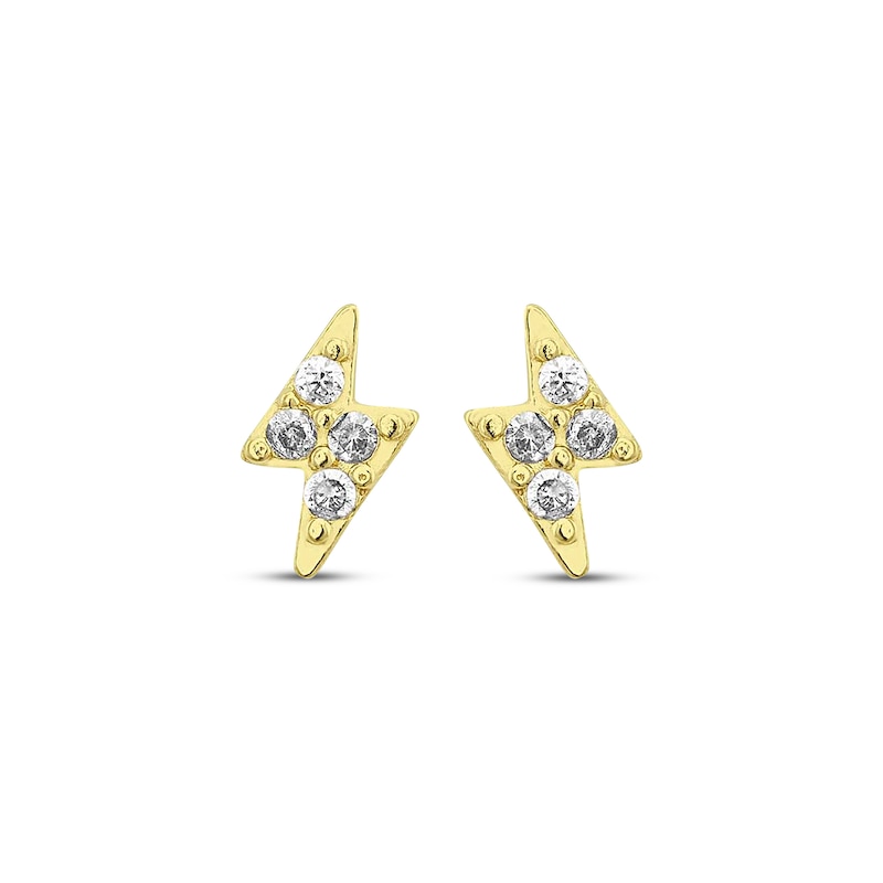 Main Image 2 of Children's Cubic Zirconia Lightning Bolt Stud Earrings 14K Yellow Gold