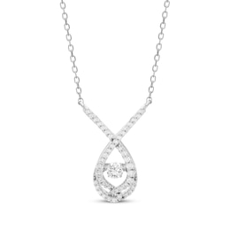 Love Entwined Dancing Diamond Necklace 1/2 ct tw 10K White Gold