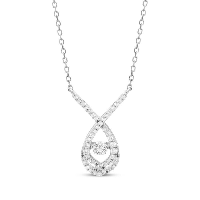 Main Image 1 of Love Entwined Dancing Diamond Necklace 1/2 ct tw 10K White Gold