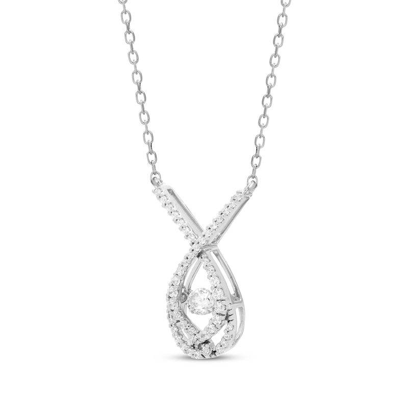 Main Image 2 of Love Entwined Dancing Diamond Necklace 1/2 ct tw 10K White Gold
