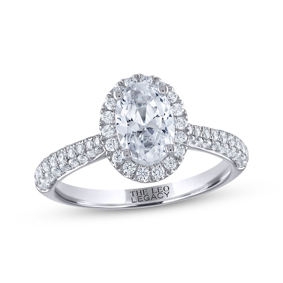 THE LEO Legacy Lab-Created Diamond Oval-Cut Halo Engagement Ring 1-1/2 ct tw 14K White Gold