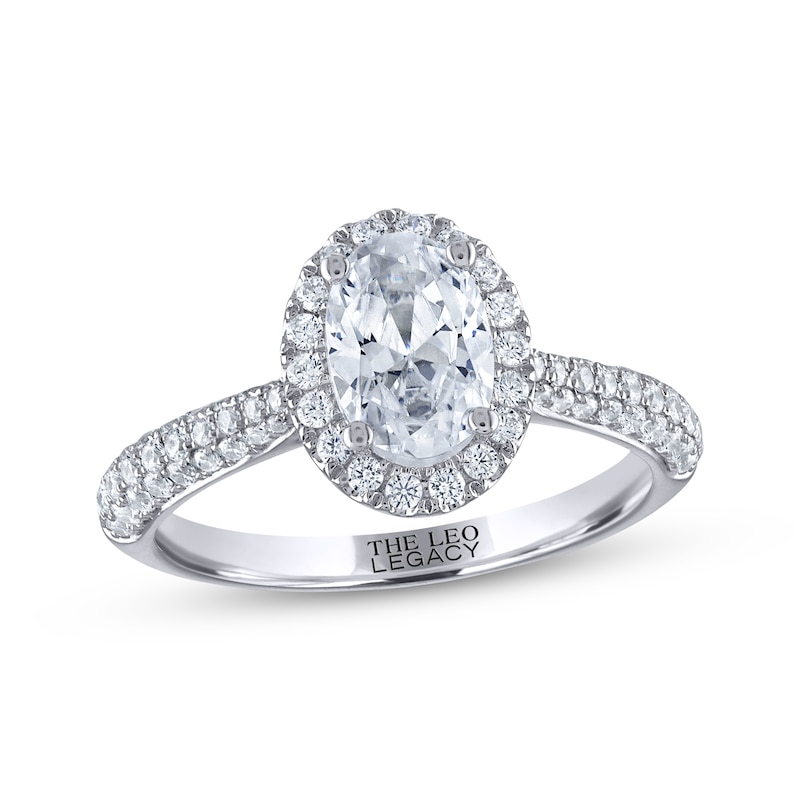 THE LEO Legacy Lab-Created Diamond Oval-Cut Halo Engagement Ring 1-1/2 ...