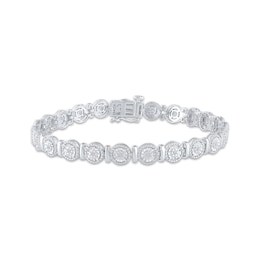 Diamond Round Link & Bar Bracelet 1/10 ct tw Sterling Silver 7"