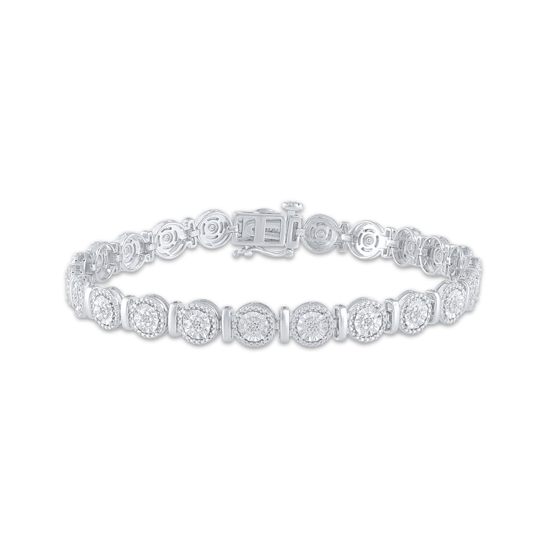 Main Image 1 of Diamond Round Link & Bar Bracelet 1/10 ct tw Sterling Silver 7&quot;
