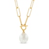 Thumbnail Image 1 of Cultured Pearl Drop Paperclip Chain Toggle Necklace 10K Yellow Gold 17&quot;
