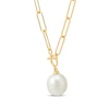 Thumbnail Image 2 of Cultured Pearl Drop Paperclip Chain Toggle Necklace 10K Yellow Gold 17&quot;