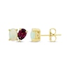 Thumbnail Image 3 of Toi et Moi Oval-Cut Opal & Pear-Shaped Rhodolite Garnet Earrings 10K Yellow Gold