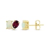 Thumbnail Image 2 of Toi et Moi Oval-Cut Opal & Pear-Shaped Rhodolite Garnet Earrings 10K Yellow Gold