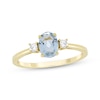 Thumbnail Image 0 of Oval-Cut Aquamarine & Diamond Ring 1/10 ct tw 10K Yellow Gold
