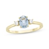 Thumbnail Image 1 of Oval-Cut Aquamarine & Diamond Ring 1/10 ct tw 10K Yellow Gold