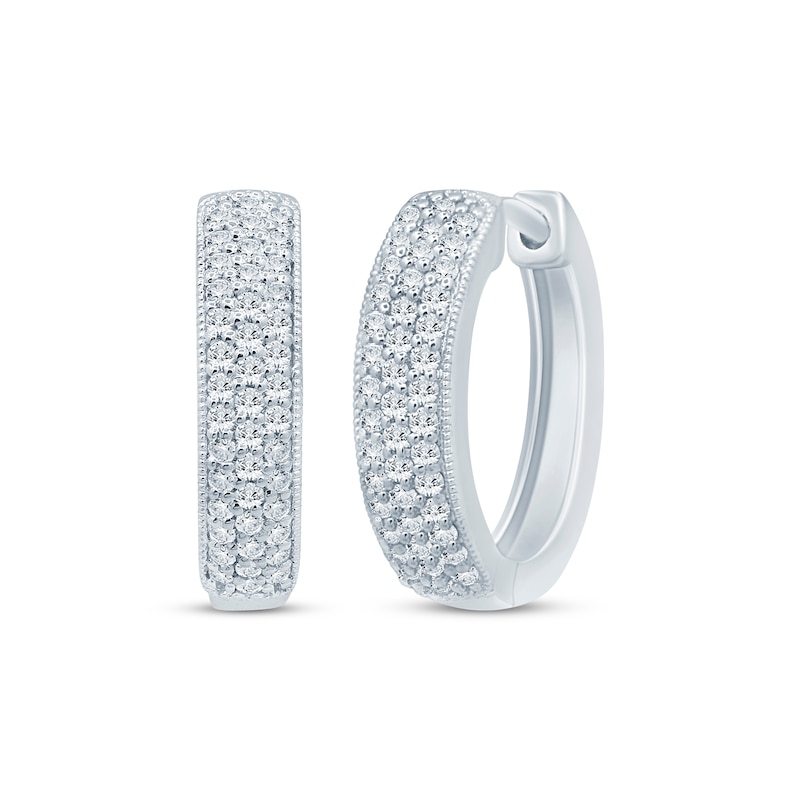 Main Image 1 of Diamond Pavé Hoop Earrings 3/8 ct tw 10K White Gold