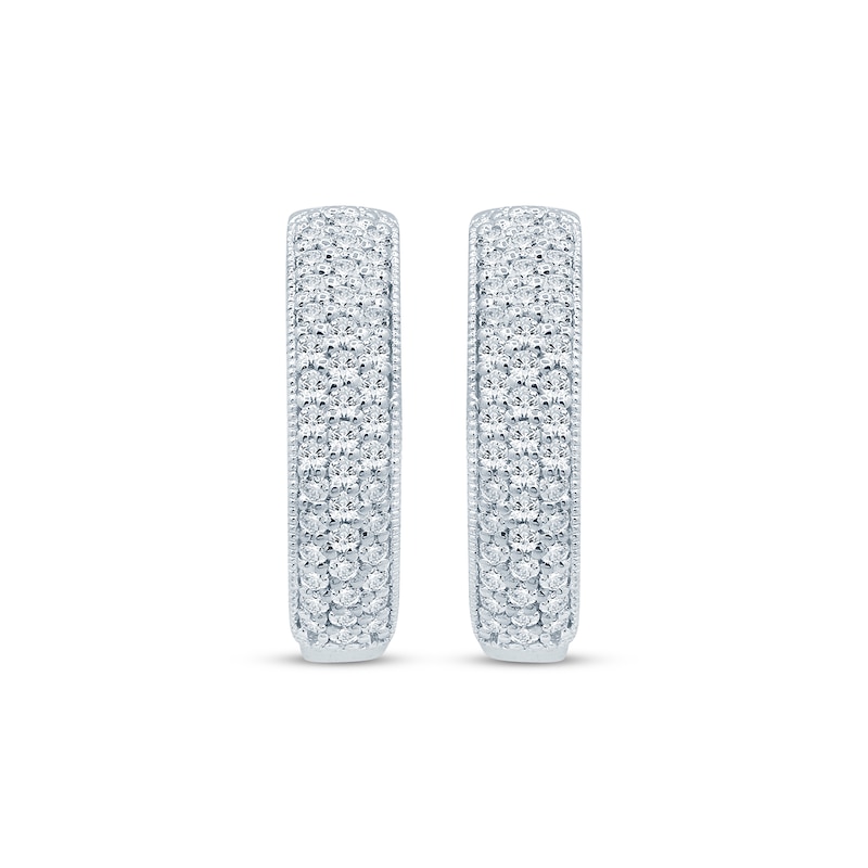 Main Image 2 of Diamond Pavé Hoop Earrings 3/8 ct tw 10K White Gold