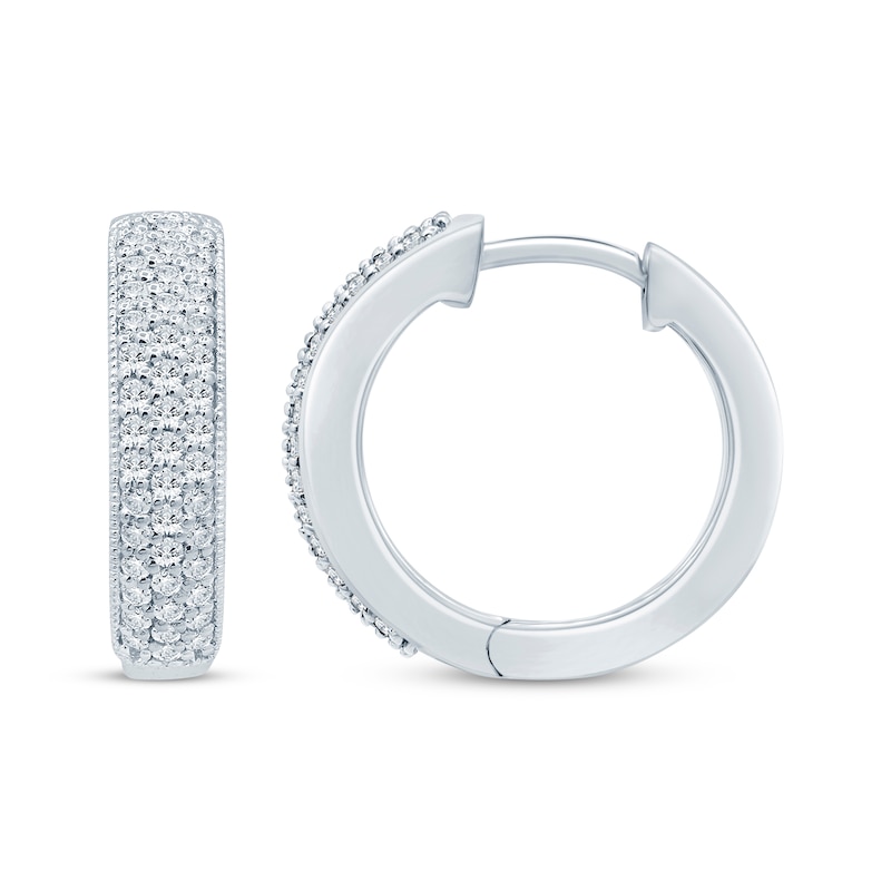 Main Image 3 of Diamond Pavé Hoop Earrings 3/8 ct tw 10K White Gold