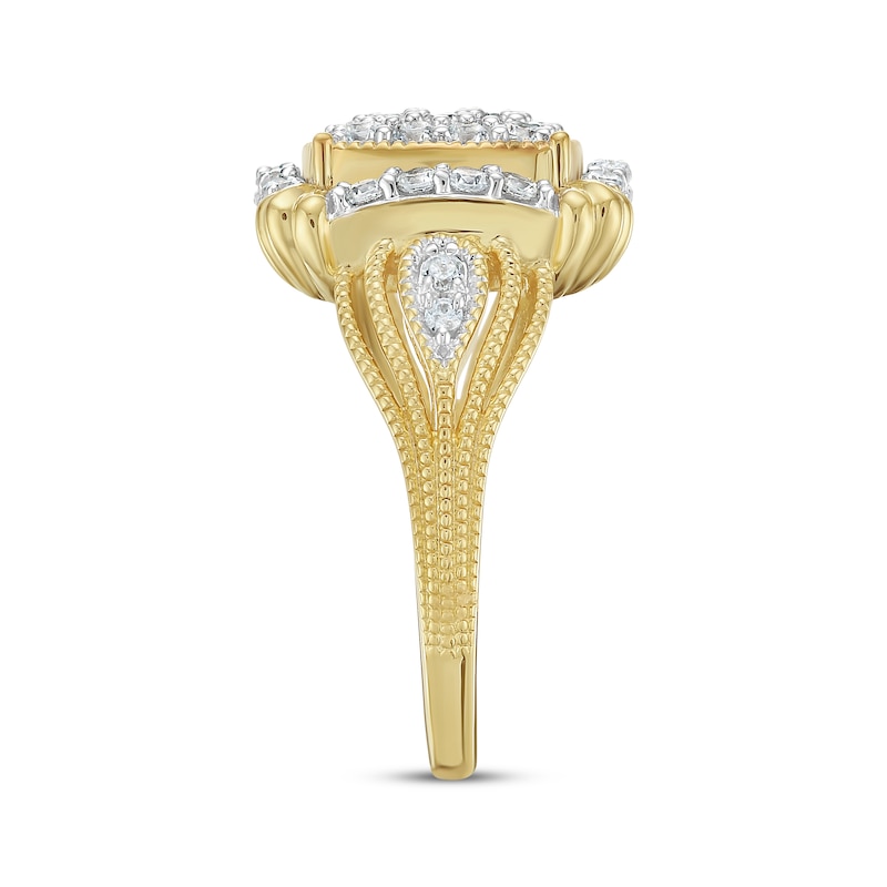 Main Image 2 of KAY Lab-Grown Diamonds Vintage-Style Multi-Diamond Fashion Ring 3/4 ct tw 10K Yellow Gold