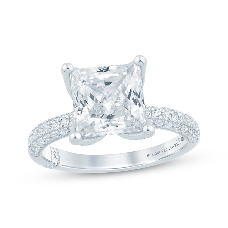 Monique Lhuillier Bliss Princess-Cut Lab-Created Diamond Engagement Ring 3-5/8 ct tw 18K White Gold