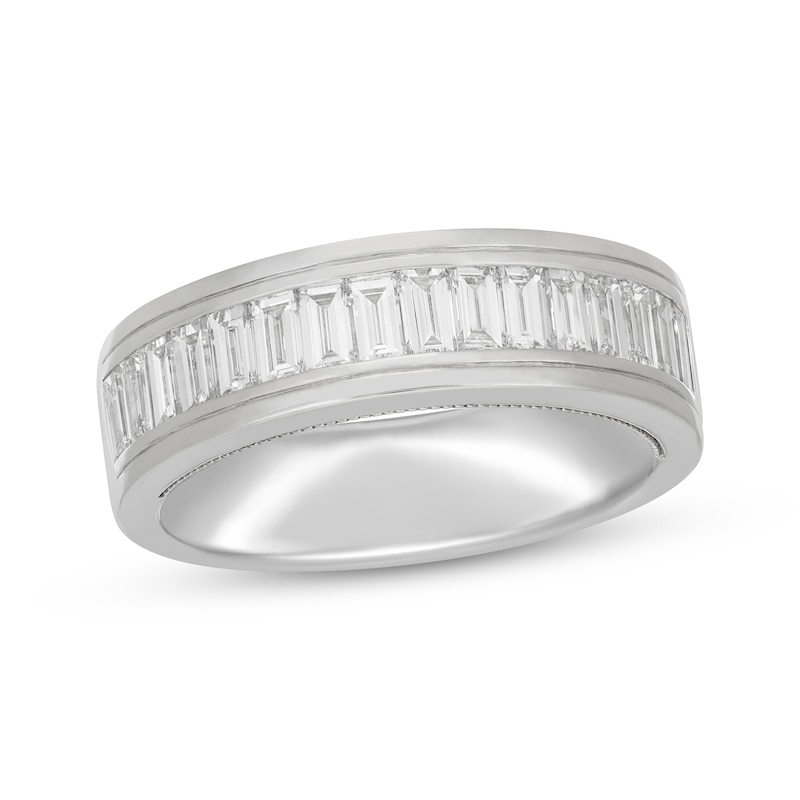 Main Image 1 of Men's Neil Lane Artistry Baguette-Cut Lab-Grown Diamond Wedding Band 1-1/2 ct tw 14K White Gold