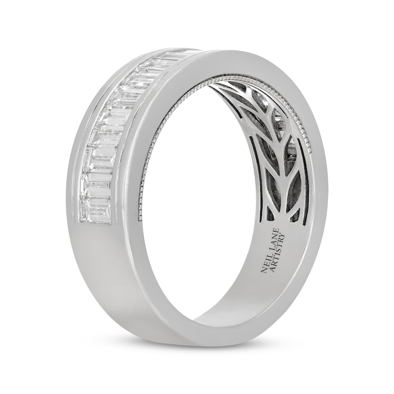 Main Image 2 of Men's Neil Lane Artistry Baguette-Cut Lab-Grown Diamond Wedding Band 1-1/2 ct tw 14K White Gold