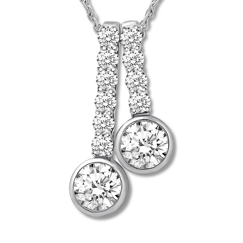 Main Image 1 of Ever Us Diamond Necklace 1 ct tw Round-cut 14K White Gold 19&quot;