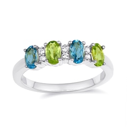 Mother's Family Birthstone and Brilliant Accent Stones Ring (4 Stones)