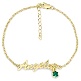 Birthstone Nameplate Bracelet (1 Stone and Name)