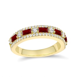 Birthstone and Brilliant Accent Stones Band (2 Stones)