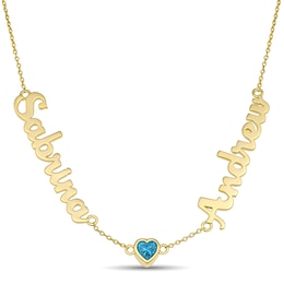 Couple's Birthstone Nameplate Necklace (2 Names 1 Stone)