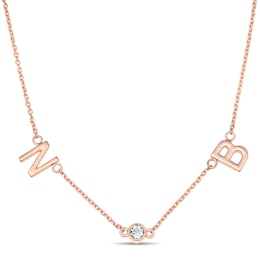 Couple's Initials and Birthstone Necklace (2 initials and 1 Stone)