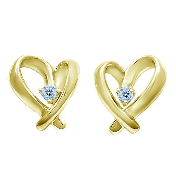 Children's Birthstone Heart Earrings (1 Stone)