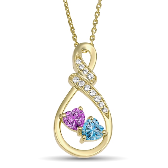 Couple's Heart-Shaped Birthstone Infinity Necklace (2 Stones)