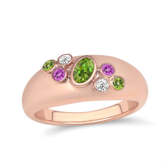 Bezel Birthstone Dome Ring (4 Stones)