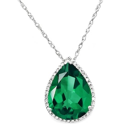 Halo Pear Birthstone Necklace (1 Stone)
