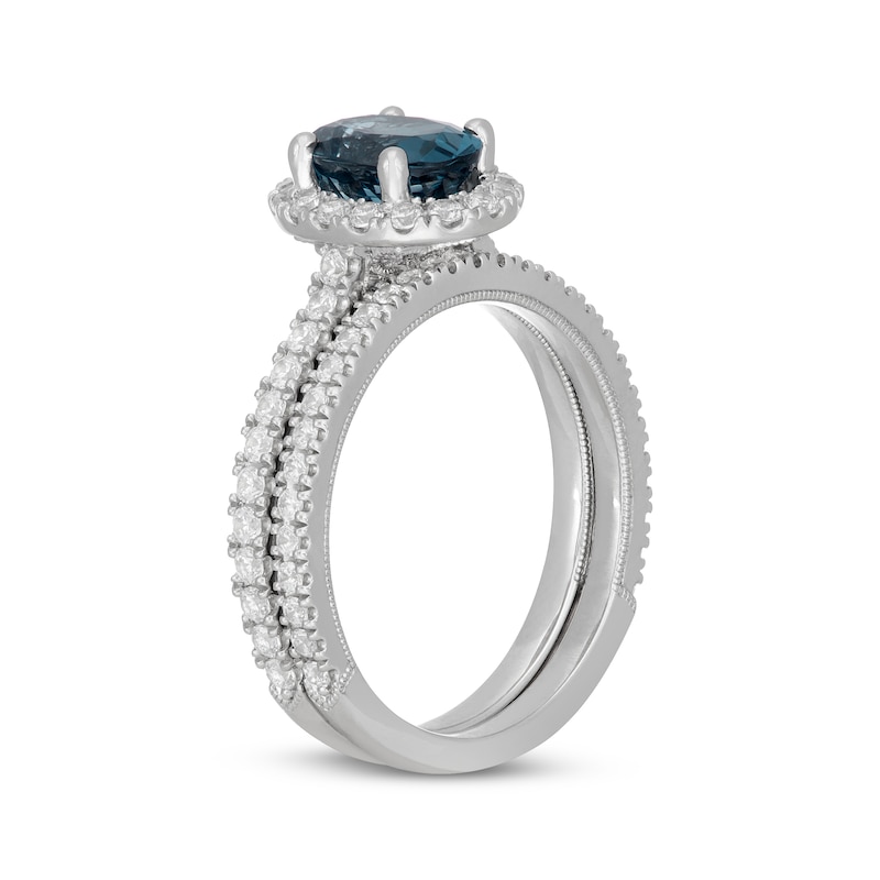 Main Image 2 of Neil Lane Oval-Cut London Blue Topaz & Round-Cut Diamond Bridal Set 7/8 ct tw 14K White Gold