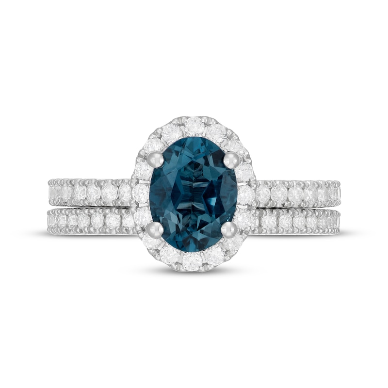 Neil Lane Oval-Cut London Blue Topaz & Round-Cut Diamond Bridal Set 7/8 ct tw 14K White Gold