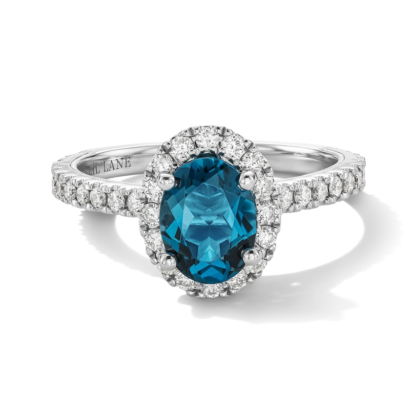 Main Image 3 of Neil Lane Oval-Cut London Blue Topaz & Diamond Engagement Ring 5/8 ct tw 14K White Gold