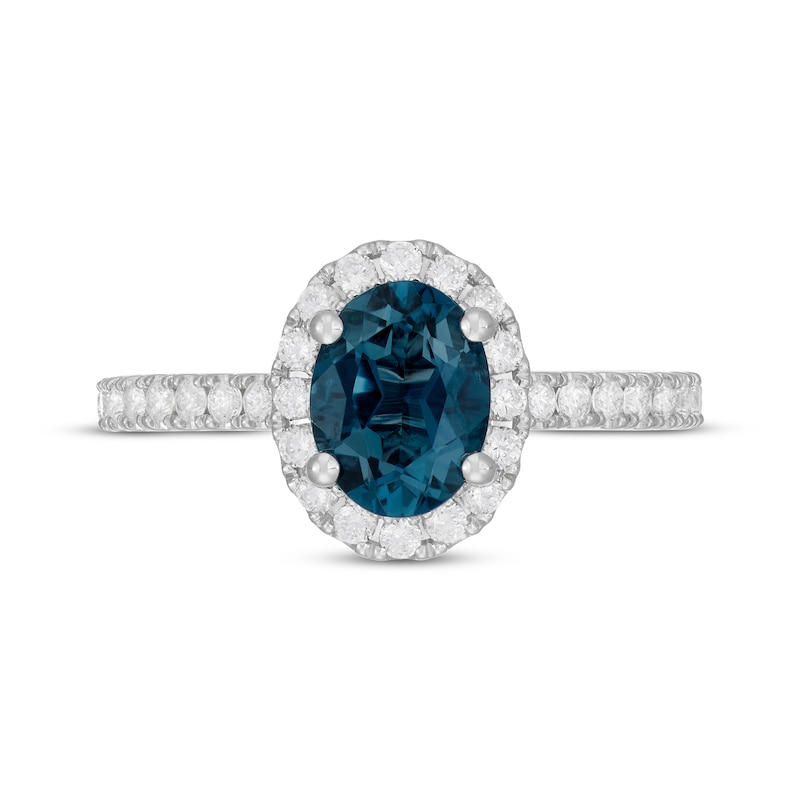 Neil Lane Oval-Cut London Blue Topaz & Diamond Engagement Ring 5/8 ct tw 14K White Gold