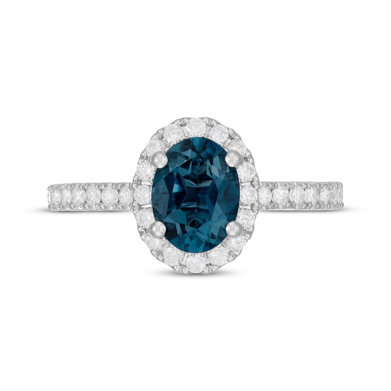 Main Image 3 of Neil Lane Oval-Cut London Blue Topaz & Diamond Engagement Ring 5/8 ct tw 14K White Gold
