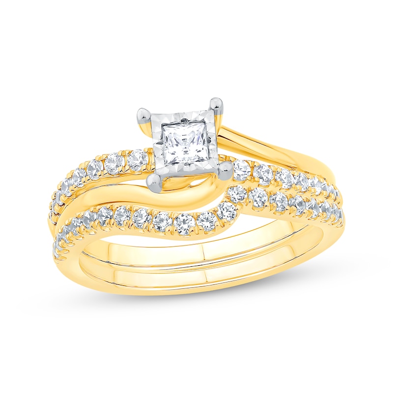 Main Image 1 of Princess-Cut Diamond Bridal Set 5/8 ct tw 14K Two-Tone Gold