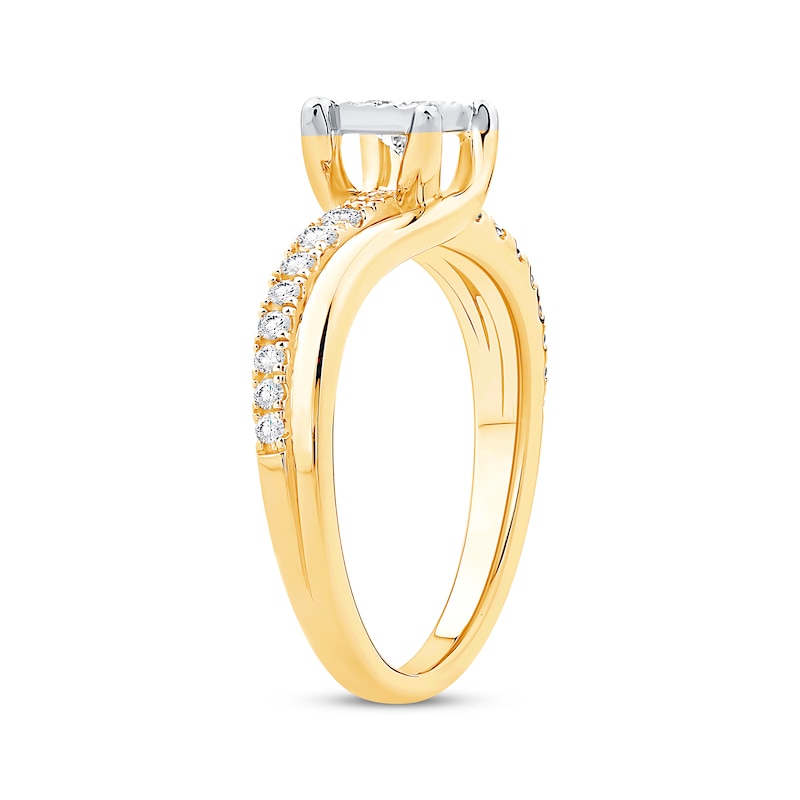 Main Image 2 of Now + Forever Princess & Round-Cut Diamond Engagement Ring 3/8 ct tw 14K Two-Tone Gold