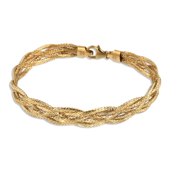 Braided Mesh Omega Bracelet 10K Yellow Gold 7.5"