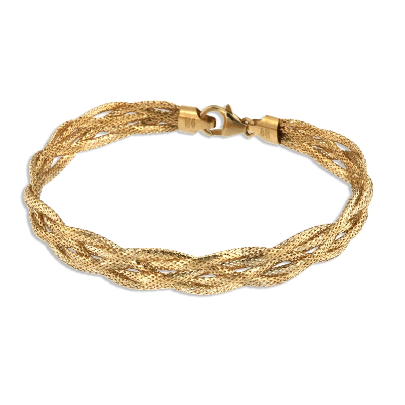 Main Image 1 of Braided Mesh Omega Bracelet 10K Yellow Gold 7.5&quot;