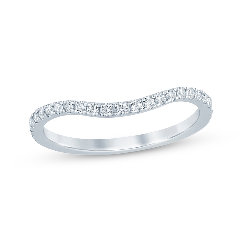Main Image 1 of Now + Forever Diamond Curved Wedding Band 1/4 ct tw 14K White Gold