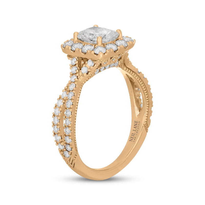 Main Image 5 of Neil Lane Artistry Cushion-Cut Lab-Grown Diamond Engagement Ring 1-7/8 ct tw 14K Yellow Gold